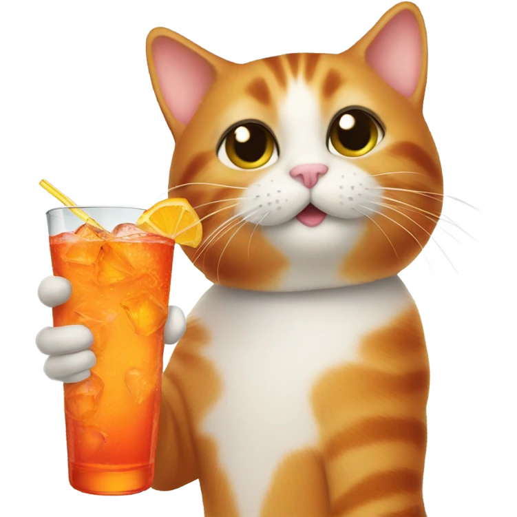 A cat drinking aperol spritz emoji
