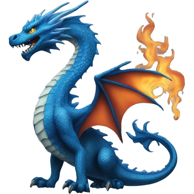 Blue dragon with fire emoji