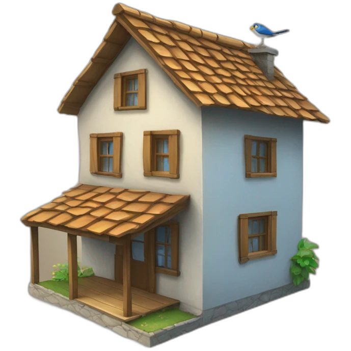 Un oiseau sur une maison emoji
