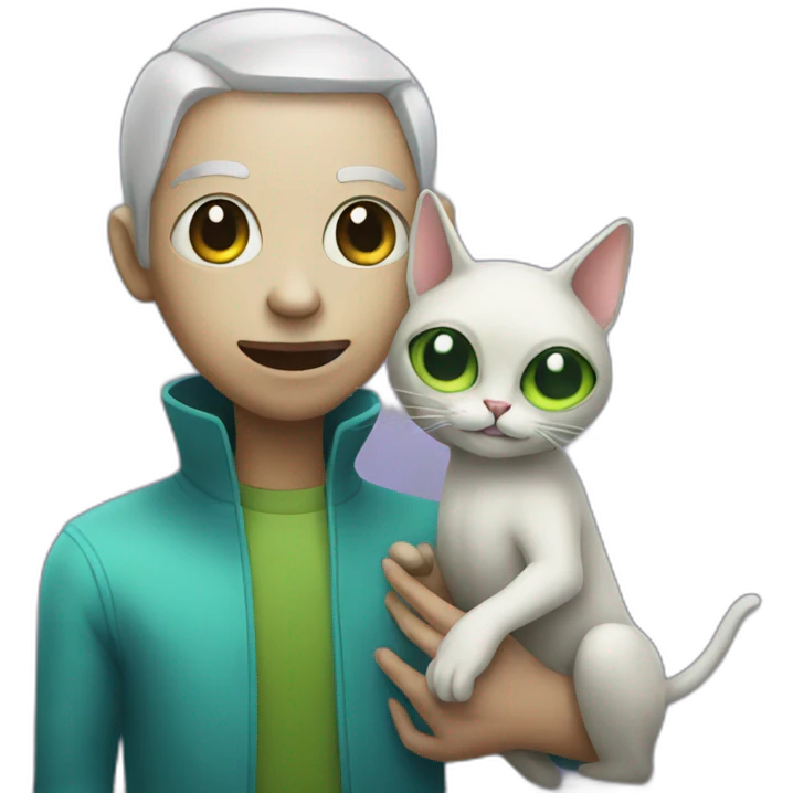 A alien holding a cat emoji