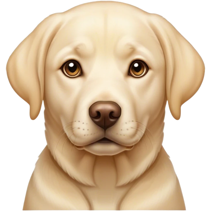 Cinematic Noble Cream Labrador Portrait Emoji, Poised and regal, with a strong, athletic build and a smooth, well-groomed cream Fur, deep-set soulful warm eyes, Simplified yet sharp and sophisticated features, highly detailed, glowing with a soft, dignified glow, high shine, intelligent and gentle, stylized with an air of grace, focused and attentive, soft glowing outline, capturing the essence of a watchful and loving companion, so majestic it feels as though it could bound out of the screen with effortless authority! emoji