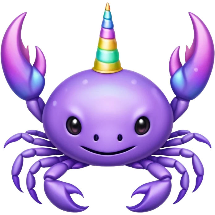 a cute purple crab with a unicorn horn. the crab shouldn't have a face emoji