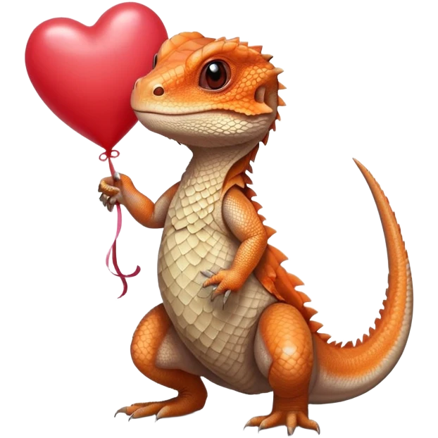 bearded dragon with heart balloon emoji