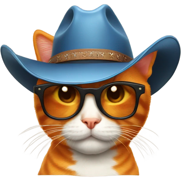 orange cat with sunglasses and a cowboy hat emoji