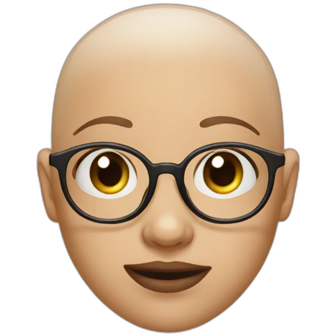 Bald gir with round glasses emoji