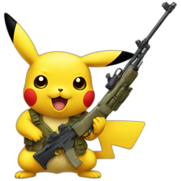 Pikachu with rifle emoji