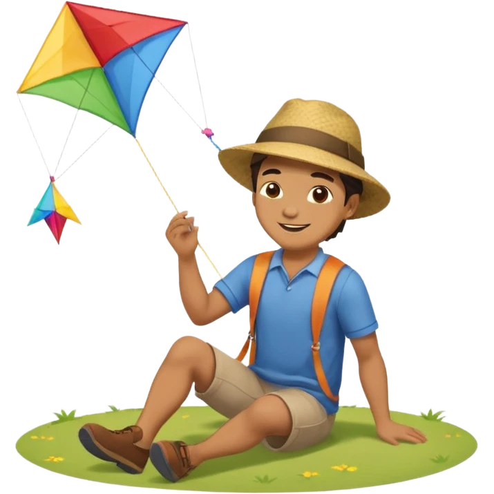man making a kite. in the ground emoji