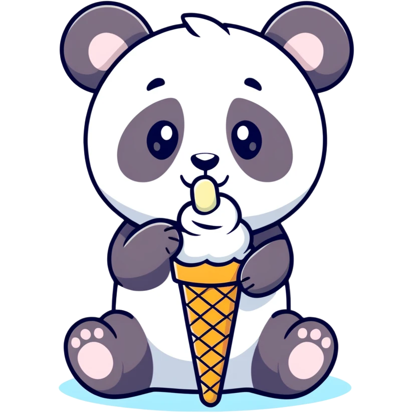 Panda eating ice cream emoji