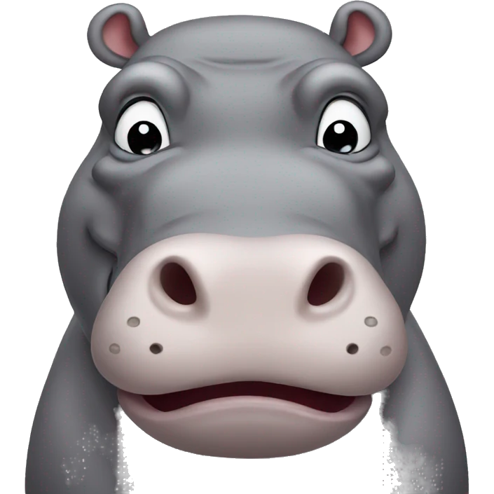 hippo with flexing face emoji