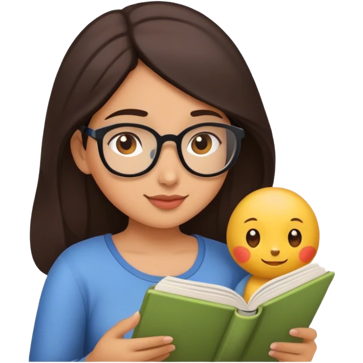 Chica relajada leyendo emoji