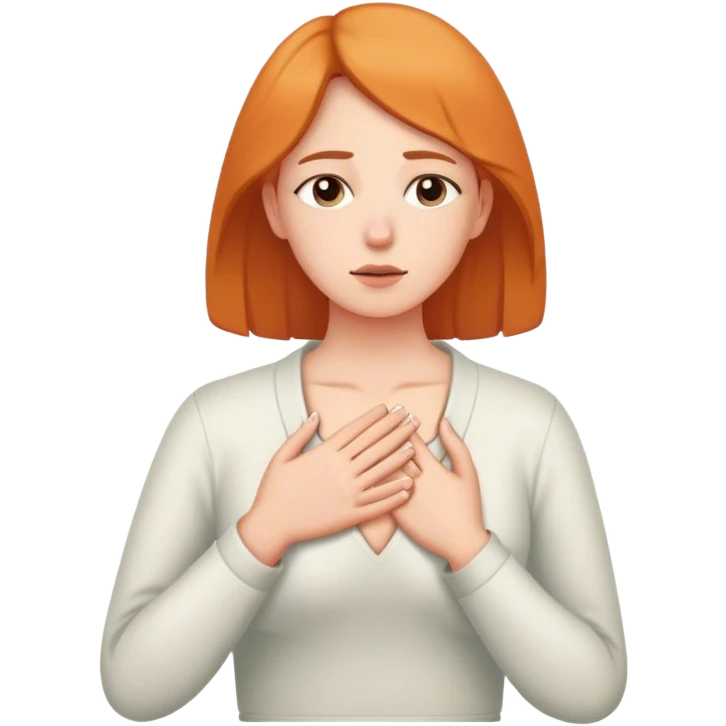 a woman places a hand on their chest, taking a deep breath before choosing the lighter path, symbolizing their decision to respond instead of react with peace. light emoji