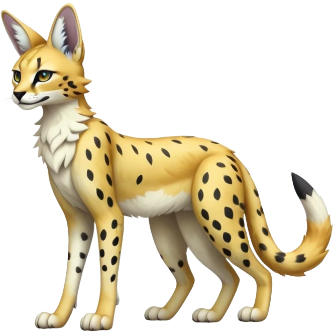 Epic Edgy Colorful ethereal Sergal-Serval-Vernid full body emoji
