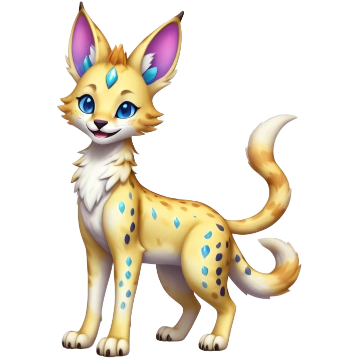 Cute Kawaii Epic Ethereal Sparkly Colorful Sergal-Serval-Vernid full body emoji