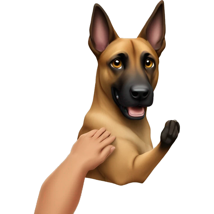 malinois say hello with hand emoji