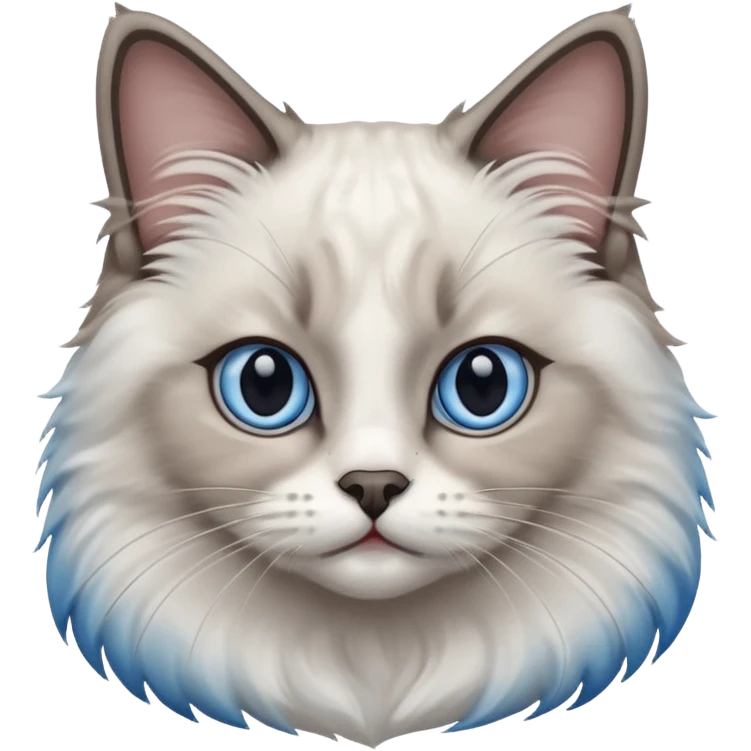 Ragdoll cat, with dark nose area with bright blue eyes emoji
