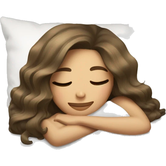 Brunette with blond balayage girl sleeping on pillow emoji