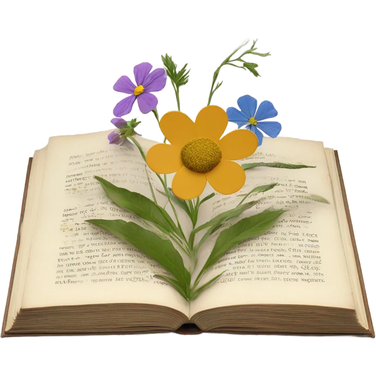 book with some pressed flowers on the pages realistic flowers pressing emoji
