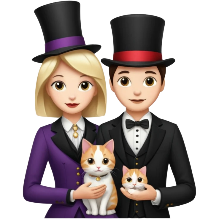 magician couple and their pet cat emoji