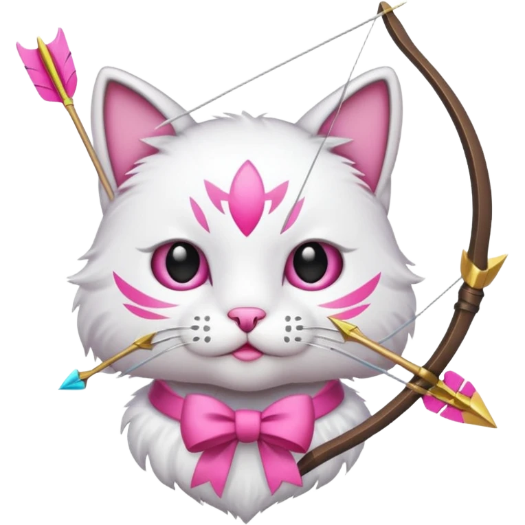 Emoji cat head white emoji with pink bow and arrow emoji