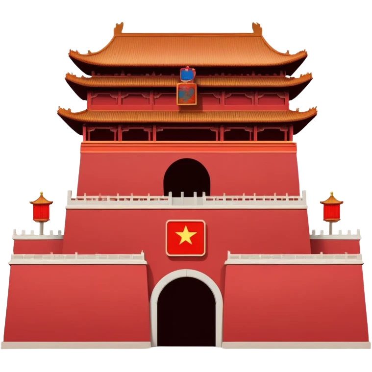 Tiananmen Gate simple cartoonish emoji style Chinese building with red walls emoji