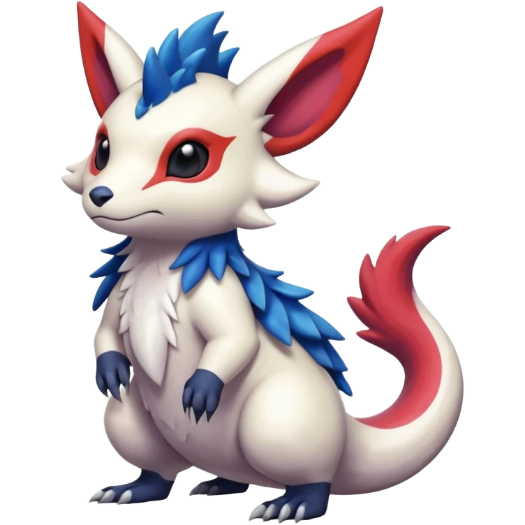 Scaly furry cute colorful exotic realistic painted smooth glossy Zangoose-Salandit-Minccino-Absol-fusion emoji