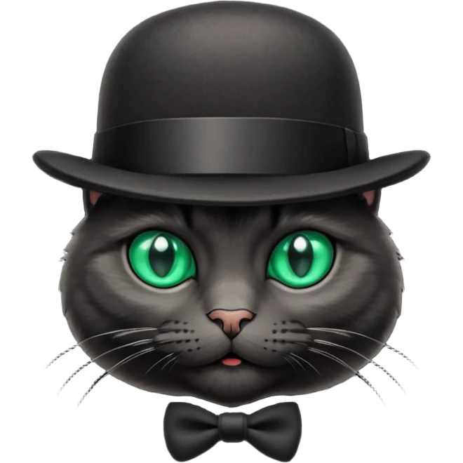 animal : chat noir avec chapeau melon emoji