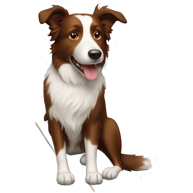 Brown border collie on surfboard emoji