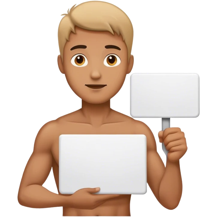 Hombre con cartel blanco en la mano emoji