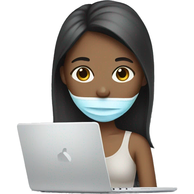 girl with a spa mask on her face with a laptop emoji