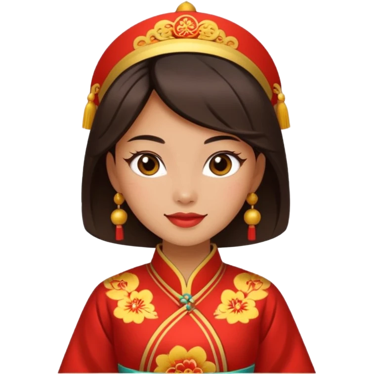 flirty face with chinese costume emoji