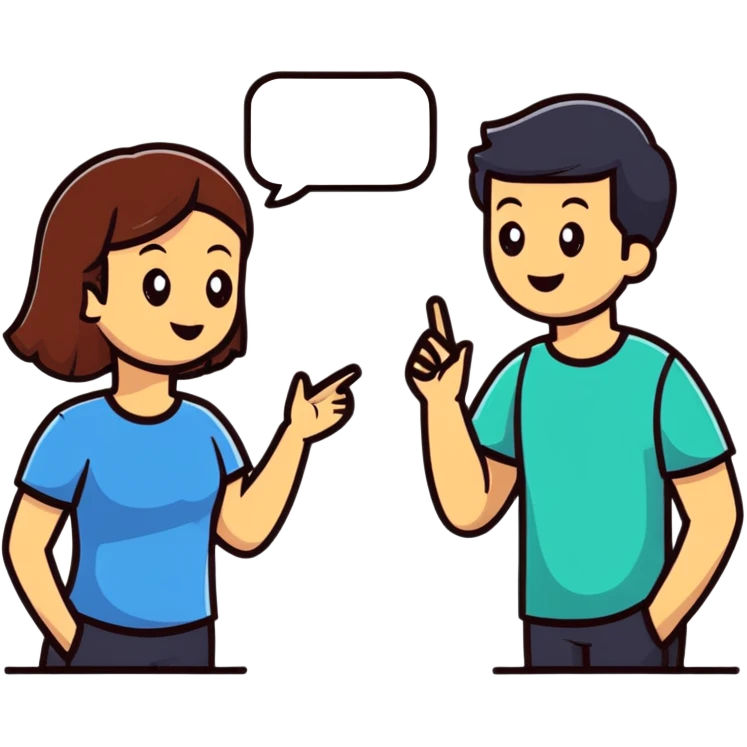 young man and woman talking emoji