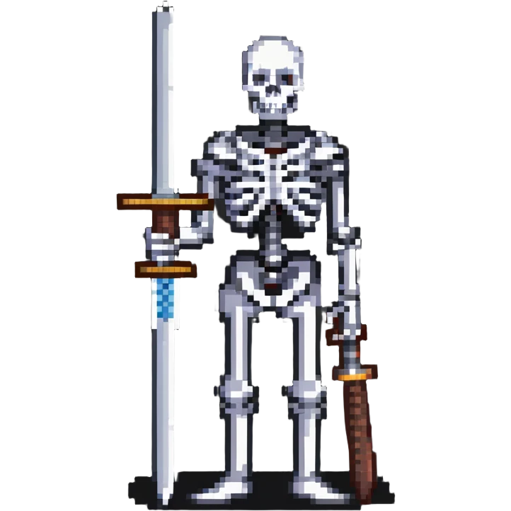 skeleton with a sword, standing pose emoji