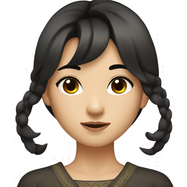 wasian girl with dark brown hair and eyeliner from head to chest emoji