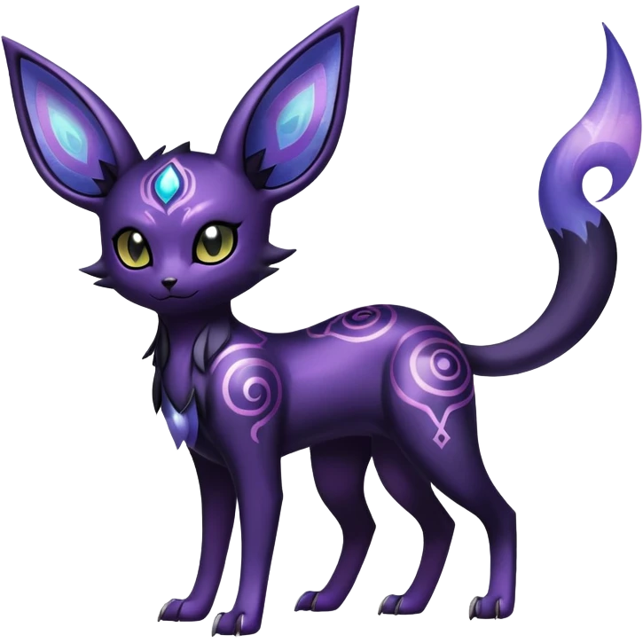 Shiny Exotic Badass Ethereal Royal Mysterious Gothic Noibat-Espeon-Umbreon-Pokémon-Fakémon-hybrid-creature (full body) with random pattern-markings emoji