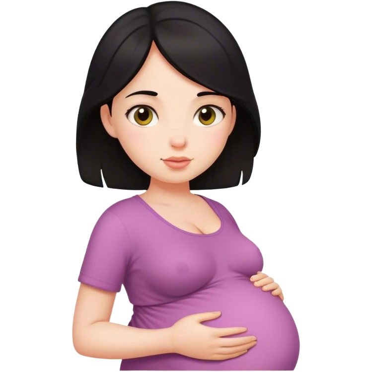 Dark hair girl pregnant emoji