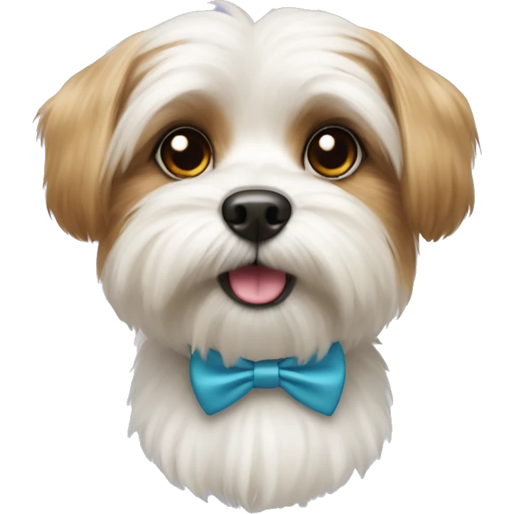 white shorkie dog with a bowtie emoji