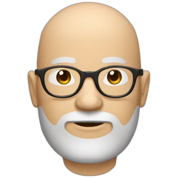 Round pale face Bald man with brown beard and glasses emoji