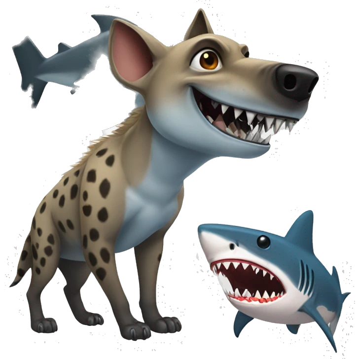 hyena and shark emoji