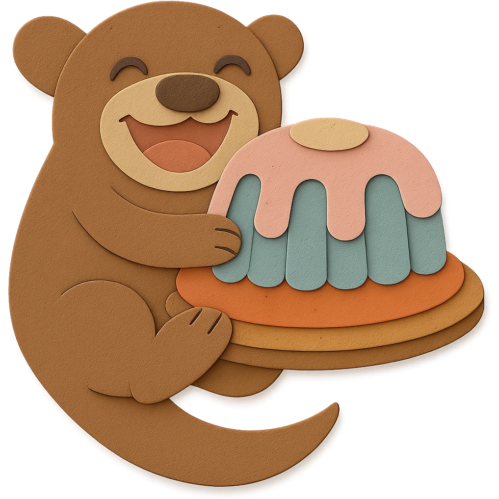 Refine the otter's leg parts to be visually good looking and well shaped, removing any imperfections. Keep all other design elements unchanged emoji