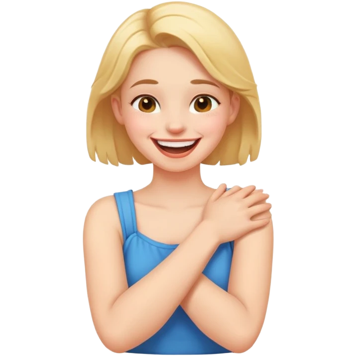 arms crossed holding neck laughing girl emoji