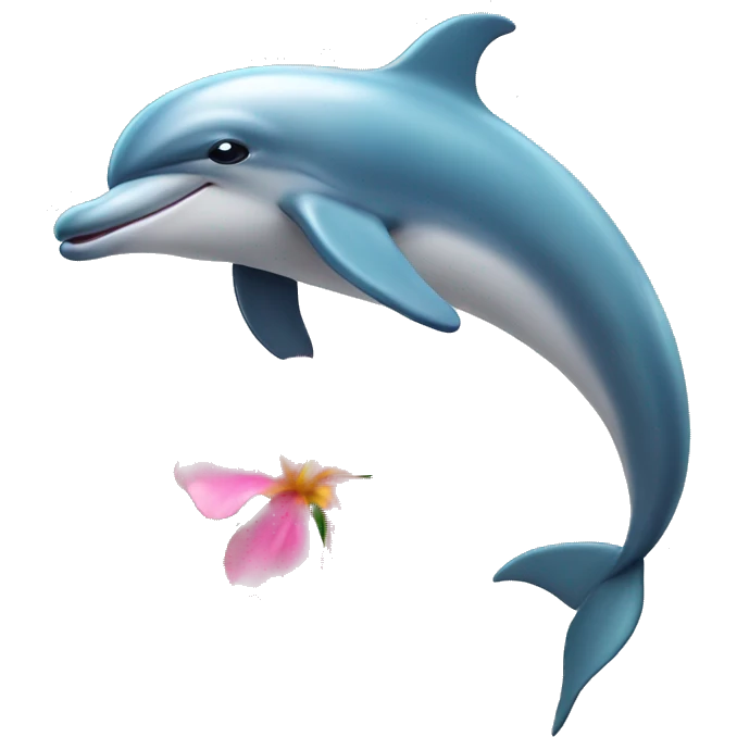 Dolphin with flower emoji