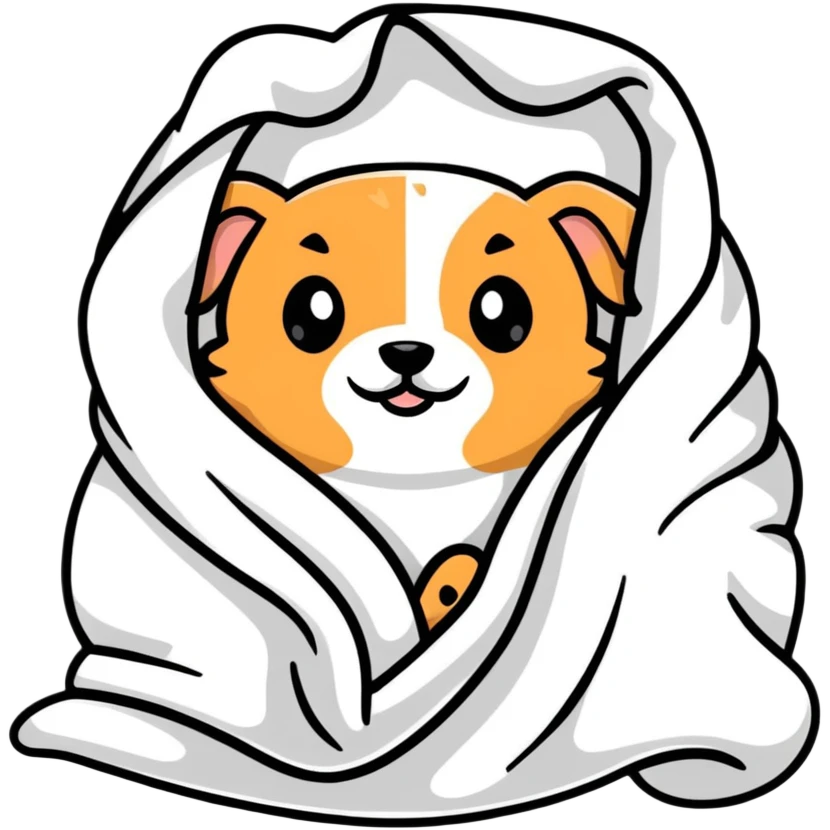 adorable puppy wrapped in a soft blanket emoji
