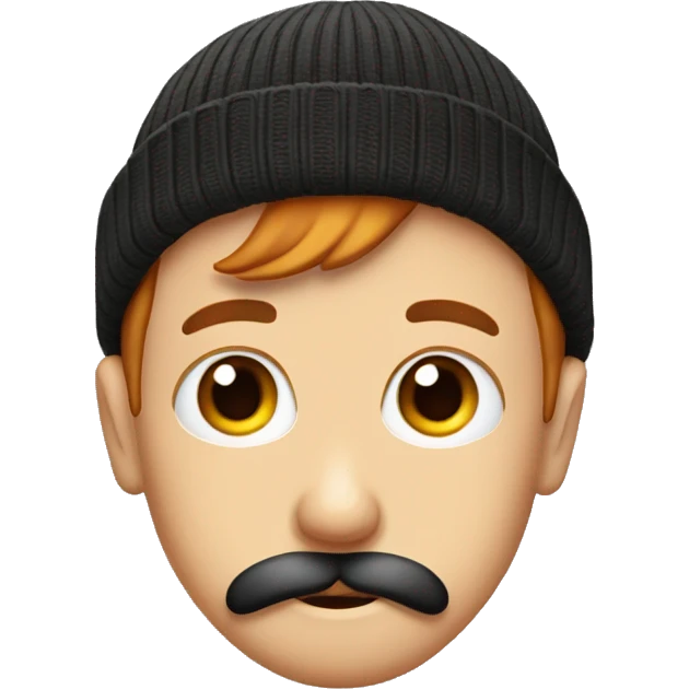 whiney eyes cute big eyes with black beanie and ginger mustach emoji