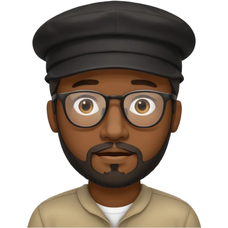 a dark guy with a goate and not bushy mustache and a beard and a cap worn backwards black too wearing glasses emoji