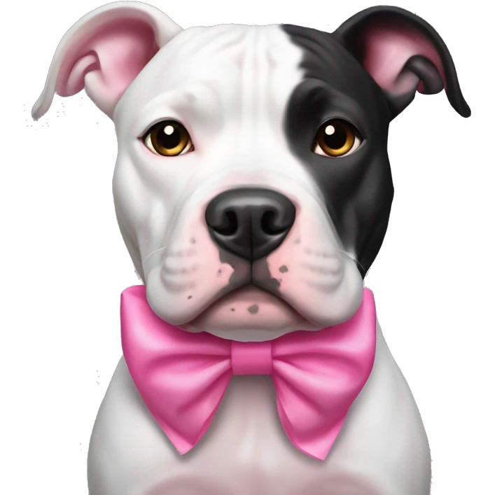 Black and White Pitbull with Pink Bow on Head emoji