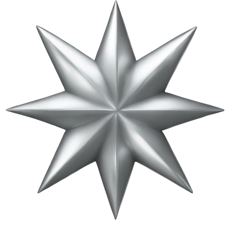 Silver chrome four-point star diamond shiny emoji