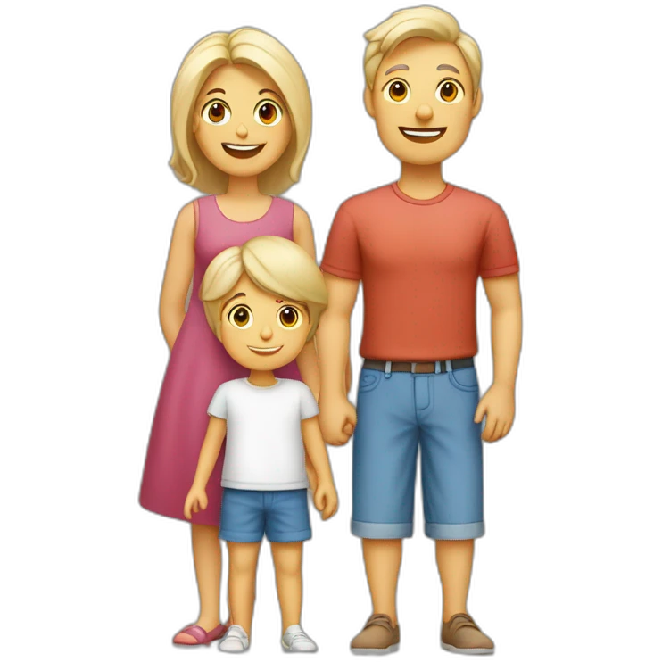 une famille blanche avec deux parents, et 6 enfants emoji