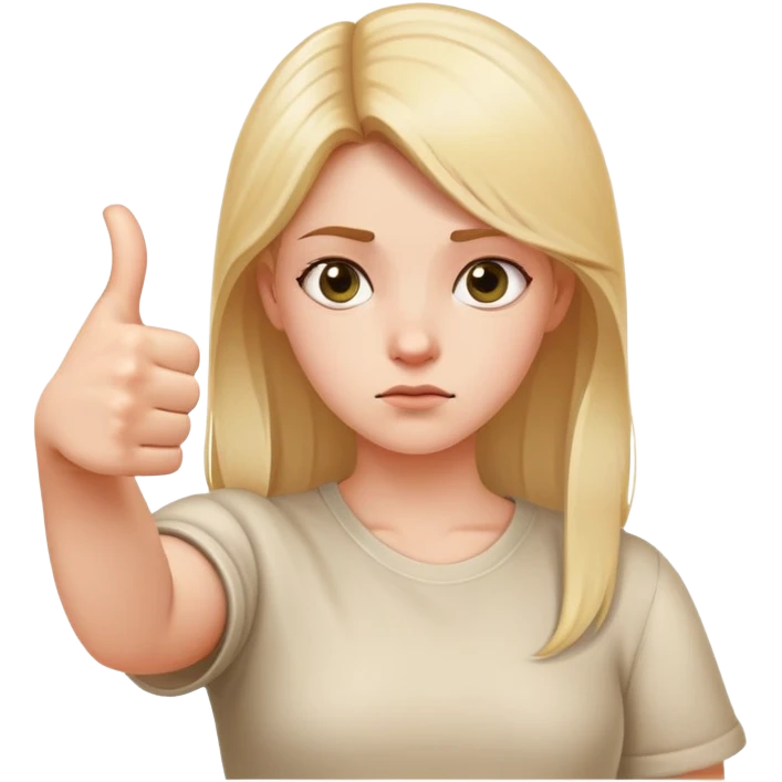 Girl with right hand strictly making thumbs up sign and left hand strictly making thumbs down sign, confused expression, both thumbs clearly visible emoji