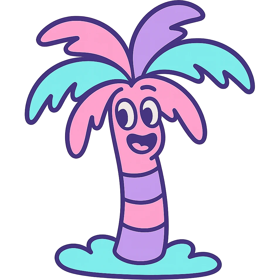 vaporwave style palm tree, pastel colors emoji