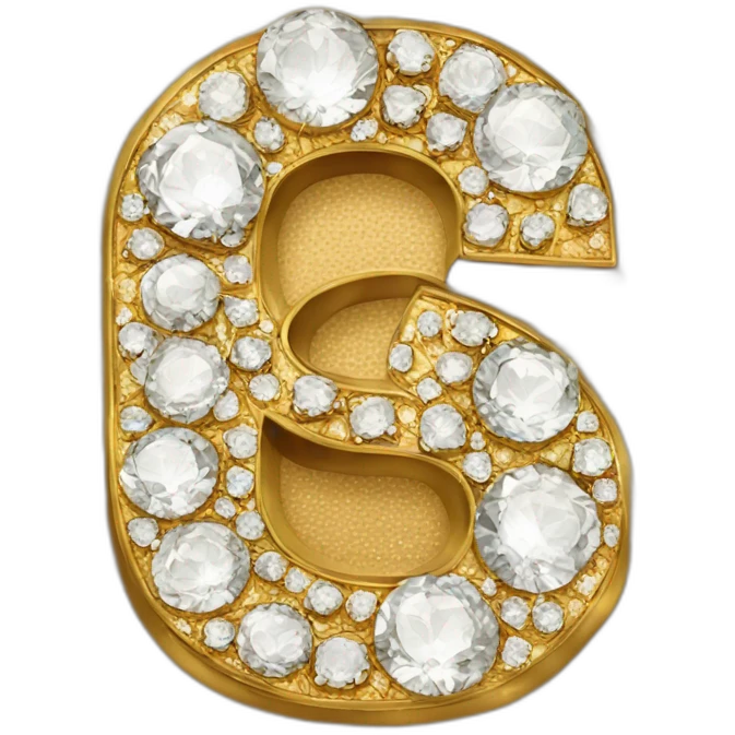 Gold and diamonds letter G emoji